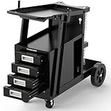 YESWELDER Welding Cart with 4 Drawers for MIG Welder TIG Welder and Plasma Cutter, Heavy Duty Large Storage 360° Rolling Welding Trolley
