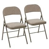 DUMOS Padded Folding Chairs 2 Pack, Foldable Dining Patio Chairs, Outdoor
