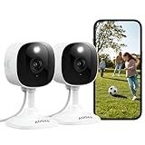 AOQEE 2K Cameras for Home Security-Outdoor/Indoor Camera for Dog/Cat/Pet/Nanny/Baby/Elderly, Color Night Vision, White Light, Siren, 24/7 SD Recordings, Works with Alexa, Plug in (C1-White-2pack-2.4G)