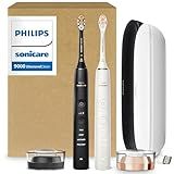 Philips Sonicare DiamondClean 9000 Electric Toothbrush - Sonic Toothbrush with App, Pressure Sensor, 12 Brushing Settings, Replacement Reminder, USB Charging Case, Black & Rose Gold, 2-Pack, HX9912/71