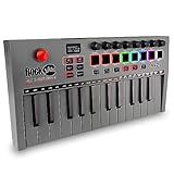 RockJam, Go 25 Key USB and Bluetooth MIDI Keyboard Controller with 8 Backlit Drum Pads, 8 Knobs, One-Size (RJMK25)