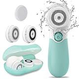 Facial Cleansing Brush Electric Facial Exfoliating Massage Brush with 3 Cleanser Heads and 2 Speeds Adjustable for Deep Cleaning, Removing Blackhead, Face Massaging