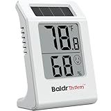 BaldrTherm 2.2'' Digital Thermometer and Hygrometer Meter, Solar-Powered Indoor Temperature Sensor Humidity Monitor, Humidity Gauge for Baby Rooms, Bedrooms, Home, Office, and Wine Cellars, 1Pack