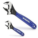 WORKPRO 2-Piece Adjustable Wrench Set, 6-Inch & 10-Inch Wide Jaw Wrenches