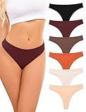 ANSUKOO Cotton Thong Underwear for Women 6 Pack,Ladies Comfortable Panties,Woman Breathable Soft Panty Tangas,Mid Rise Undies Assorted