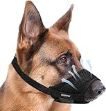 Dog Muzzle, Soft Nylon Muzzles for Small Medium Large Sized Dogs to Anti & Prevent Biting Barking Chewing, Pet Mouth Guard for German Shepherd with Adjustable Strap, Allows Panting Drinking (Black,L)