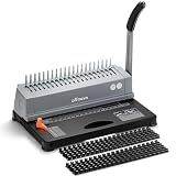OFFNOVA Binding Machine, 21-Hole 450 Sheets Paper Comb Punch Binder Machine for Letter Size / A4 / A5 Paper, Easy to Punch Handle, Adjustable Margin, Gray
