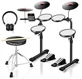HAMPBACK MK-0 Electric Drum Set with 7'' Quiet Mesh Drum Pads, 8'' Full Rubber Cymbals, 12 Kits and 68 Authentic Sounds, USB MIDI, Throne, Sticks, Headphone, 2 Switch Pedals for Beginners & Kids
