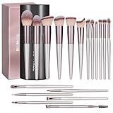 BS-MALL Makeup Brush Set 18 Pcs Professional Foundation Powder Concealers Eyeshadow Blush Synthetic Makeup Brushes with Labeled instruction Black Case Upgraded Version
