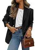 PRETTYGARDEN 2025 Blazers for Women Business Casual Long Sleeve Lapel Open Front Suit Jacket Work Blazer with Pockets (Black,Large)