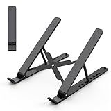 Tonmom Laptop Stand for Desk, Adjustable Laptop Riser ABS+Silicone Foldable Portable Notebook Holder, Ventilated Cooling Notebook Mount Computer Stand for 10-15.6” Laptops,Tablets-Black