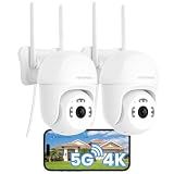 4K 8MP Outdoor Security Camera,WiFi Camera for Home Security System,Plug-in Wired Outdoor Camera,24/7 Non-Stop Recording,360° PTZ,AI Motion Detection,Color Night Vision,Compatible with Alexa(2 PCS)
