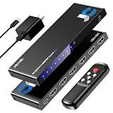 JCHICI HDMI Switch 5 in 1 Out 8K@60Hz 4K@120Hz - HDMI 2.1 Switcher Splitter with Remote, Auto-Switching - Supports HDCP 2.3, HDR10, Dolby Vision, 3D, VRR - Compatible with PS5/Xbox/PC/Blu-ray Player