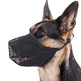 Mayerzon Dog Muzzle, Patented Soft Mesh Muzzle for Small Medium Large Dogs for Scavenging Biting Licking and Chewing, Allows to Pant and Drink (L, Black)