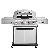 Cuisinart Propel+ 4-Burner 3-in-1 Gas Grill, Stainless Steel Versatile Grill, Griddle & Pizza Oven with Pizza Stone, Convertible to Natural Gas, Side Burner & Integrated Storage, Perfect for BBQs