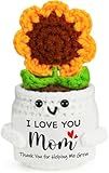 MBL Gifts for Mom from Daughter Christmas - Mom I Love You, Handmade Funny Cute Crochet Sunflower for Mother Mama Mommy Birthday Mother’s Day Stocking Stuffers Xmas from Son