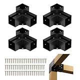 XYADX Pergola Brackets Kit 4x4 (Inner Size 3.7x3.7), 4 Pack 3-Way Heavy Duty 90° Right Angle Corner Brackets for DIY Woodworks, Easy Install Pergola Kit for Patio, Gazebos, and Outdoor Structures
