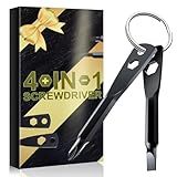 Stocking Stuffers for Men Adults - Christmas Gifts 4-in-1 Keychain Screwdriver Set for Teens Dad, Multi-functional Cool Gadgets Tools with Phillips and Slotted on Anniversary Birthday White Elephant
