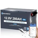ECO-WORTHY 12V 280Ah Metal Case LiFePO4 Lithium Battery with Bluetooth, Low-Temp Protection, Built in 200A BMS, 3584Wh Max for Off-Grid Solar, RV, Camper, Trolling Motor, Home Use
