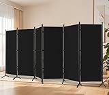 Room Divider-6 Panels Black Folding Privacy Screens, 6 ft Partition Room Dividers Wall for Separation, Home, Office, Classroom, Studio