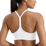 Aoysky Womens Y Back Racerback Sports Bras Padded Low Impact Spaghetti Thin Strap Wireless Scoop Neck Workout Yoga Top White