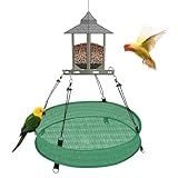Bird Seed Catcher Trays – 20" Diameter x 4" High, Green Spill Guard Platform for Bird Feeders, Outdoor Feeder Accessory