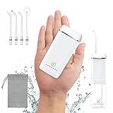 Water Flosser [ Mini Cordless Portable ] Oral Irrigator Water Teeth Cleaner Pick, Telescopic Water Tank, 3 Modes & IPX7 Waterproof, Home & Travel Water Floss for Teeth, Braces Bridges Care (White)