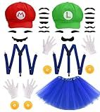 PIIDUOO Halloween Costumes Accessories for Adults Couples - 2 Person Duo Halloween Costumes Party Cosplay Set - Matching Costume for Men Women Teens Friends - Red & Green