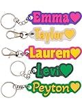 SuperFineDeesigns Custom Keychain – 3D Printed Personalized Keychain with Heart Icon – Vibrant Two-Color Design with Multiple Fonts & 16 Color Options – Gift for Family and Events