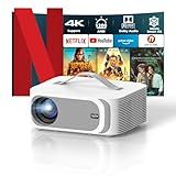 [AI Movin 2.0 System/1200 ANSI/Auto Focus] Projector-4K with WiFi 6 and Bluetooth, 30W DoIby Audio Netflix-Licensed Outdoor-Projector, Lisowod 1080P Smart Portable Proyector with HDR10+ 2025 Upgraded