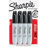Sharpie Permanent Markers Chisel Tip Black 4 Count