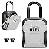 Puroma Lock Box, Key Lock Box Wall Mount & Portable Combination Lockbox with Resettable Code, Security Lockbox for Outside House Keys, Apartment Realtors Spare Keys Storage (1 Pack, Gray)