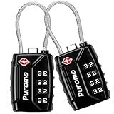 Puroma 2 Pack TSA Approved Luggage Locks, 4 Digit Combination Travel Locks Resettable Code Lock with Zinc Alloy Body for Suitcase, Toolbox, Backpack, Bag, Gym Locker (Black)