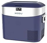 Megiu Car Refrigerator Portable Car Fridge 12V Refrigerator 23 Quart (22 Liter) Freezer Compressor Cooler 12V/24V DC 110～240 V AC for Outdoor Camping Travel Home Use -18℃~+15℃ (Blue)