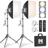 NiceVeedi 85W Softbox Photography Lighting Kit 2-Pack 16'' x 16'' Softbox | 3000K-6000K, CRI97+ LED Studio Lights with 63" Tripod for Video Recording/Streaming/Portraits/Video Calls/YouTube/TikTok