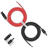 iGreely Solar Panel Extension Cable - 10 Feet 10AWG(6mm²) Solar Extension Cable with Female and Male Connector Solar Panel Wiring Wire Adapter (10FT Red + 10FT Black)