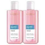 L'Oreal Paris Skincare HydraFresh Toner Face Toner with Pro-Vitamin B5 for a Smoother, Brighter Complexion, 2 Count