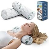 LVYSHOW Cervical Roll Pillow, 2 Pack Round Bolster Pillow with Removable Washable Cover for Neck, Back, Leg, and Knee Support, 5" x 17"