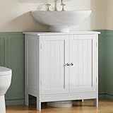 TEENFON Pedestal Sink Storage Cabinet, Under Sink Cabinet with 2 Doors & Shelf, Under Bathroom Sink Cabinet, Pedestal Sink Storage for Bathroom, White