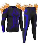 MEETWEE Seamless Thermal Underwear Set for Men, Long Johns Base Layer Winter Ski Hunting Gear for Mens Gifts, Heated Bottom Top Pants M-XXL Blue