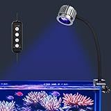 fishkeeper Clip On 24/7 Saltwater Aquarium LED Light, 8W Reef Lights for Coral DIY Color/Brightness Fish Tank Light with Timer for Coral Marine Tank Memory Function