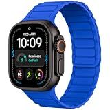 THWALK Magnetic Link Solo Loop Sport Silicone Bands Compatible with Apple Watch Ultra 3/2/1 49mm, Series 11/10 46/42mm, 9/8/7 45/41mm, SE 6/5/4 44/40mm, 3/2/1 42/38mm for Women Men (Klein Blue, 44/45/46/49mm)