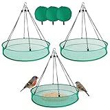 3PCS Bird Seed Catcher Tray 24 Inch Bird Seed Catcher Hanging Hoop Platform for Bird Feeders Includes S-Hooks, Adjustable Ropes & Portable Storage Pouch