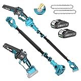 SEESII PS600 2-in-1 Electric Pole Saws for Tree Trimming, 6 Inch Mini Chainsaw Cordless with Extension Pole, Battery Powered Pole Chain Saw, Tree Trimmer Limb Branch Cutter Pruner with 2 Battery