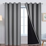 Yakamok Grey 100% Blackout Curtain Panels 84 inches, 52" Wide, 2 Panels