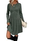 OFEEFAN Sweater Dress Long Sleeve Dress Tunics Fall Maternity Dresses with Pockets Christmas Winter Dresses Green XL