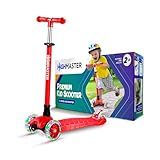 Highmaster 3-Wheel Toddler Scooter for Boys – Light-Up Wheels, Safe Ride for Ages 2+ – Holds Up to 165 lbs (Red)