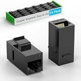 Sokqovt CAT6 RJ45 Keystone Coupler (24 Pack), Cat6 Keystone Jack Female to Female, Cat 6 Inline Keystone Jacks for Wall Plate & Patch Panel, RJ45 Ethernet Coupler Black