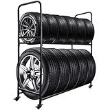 ZUIWAN Rolling Tire Rack For Garage,Tire Storage Rack,Adjustable Metal With 4 Self-Locking Swivel Caster,Height 59”, With a Heavy-Duty Load Capacity Of 660 Pounds