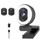 Galyimage 4K Webcam with Ring Light & Built-in Microphone for PC Streaming